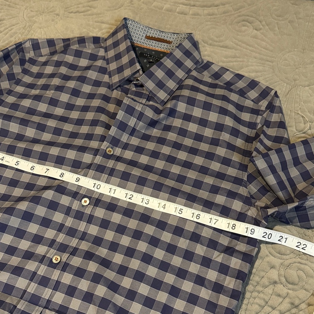 Ted Baker London Navy Checkered Button Down Shirt - Picture 9 of 11